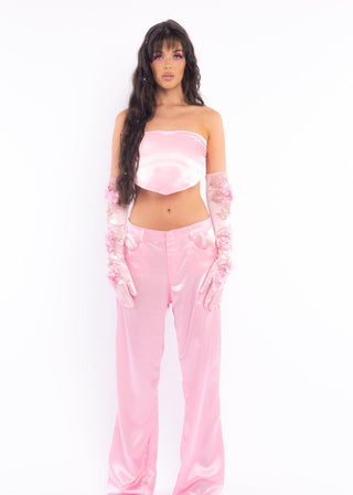 Pink Low Rise Silk Pants - Sparkl Fairy Couture
