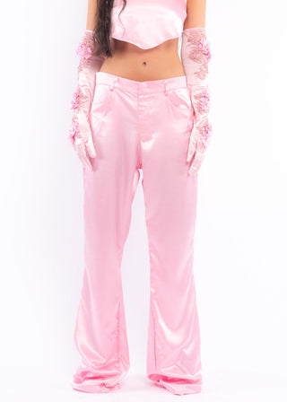 Pink Low Rise Silk Pants - Sparkl Fairy Couture