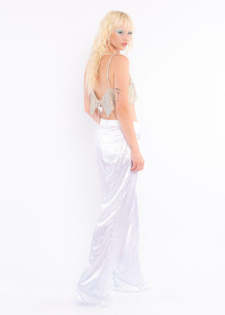 White Low Rise Silk Pants - Sparkl Fairy Couture 