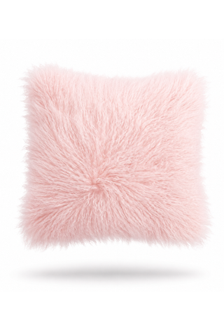Mongolian Shearling Fur Throw Pillow –  Pink