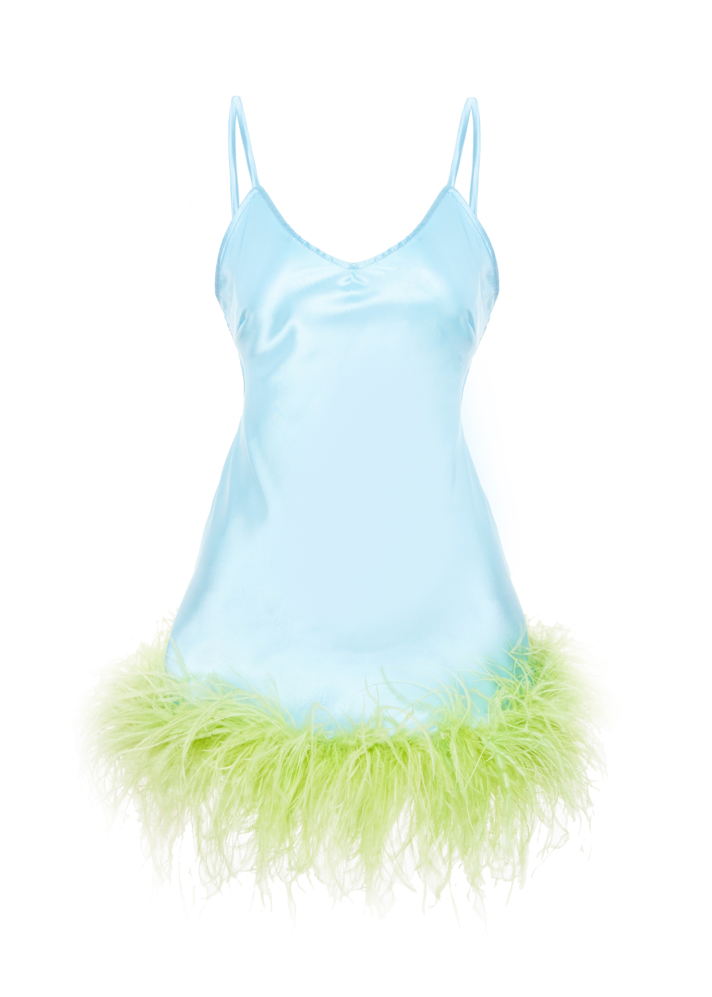 Taylor Feather Slip Dress - Blue Green M-L Taylor Feather Slip Dress - Blue Green M-L