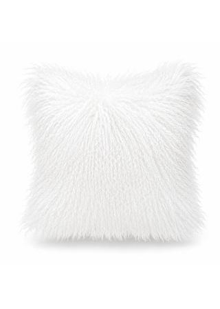 Mongolian Shearling Fur Throw Pillow –  White