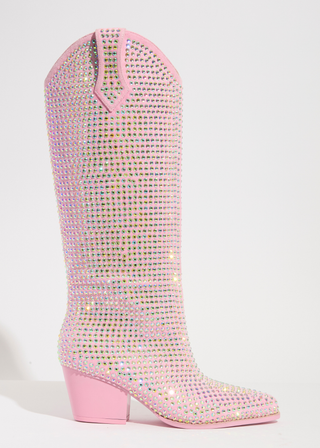 Delilah Cowboy Boot - Pink Rhinestone
