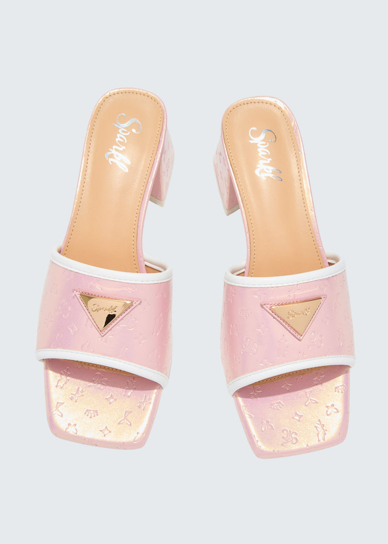 Monogram Kitten Heel - Pink