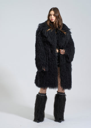 Noir Shearling Full Fur Coat
