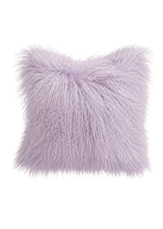Mongolian Shearling Fur Throw Pillow –  Lavender