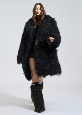 Noir Shearling Full Fur Coat