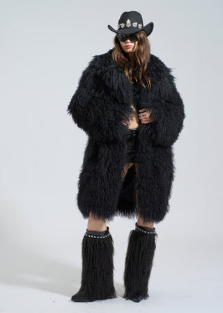 Noir Shearling Full Fur Coat