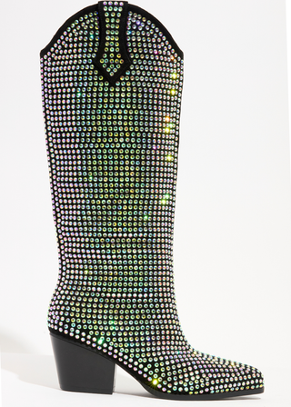 Delilah Cowboy Boot - Black Rhinestone