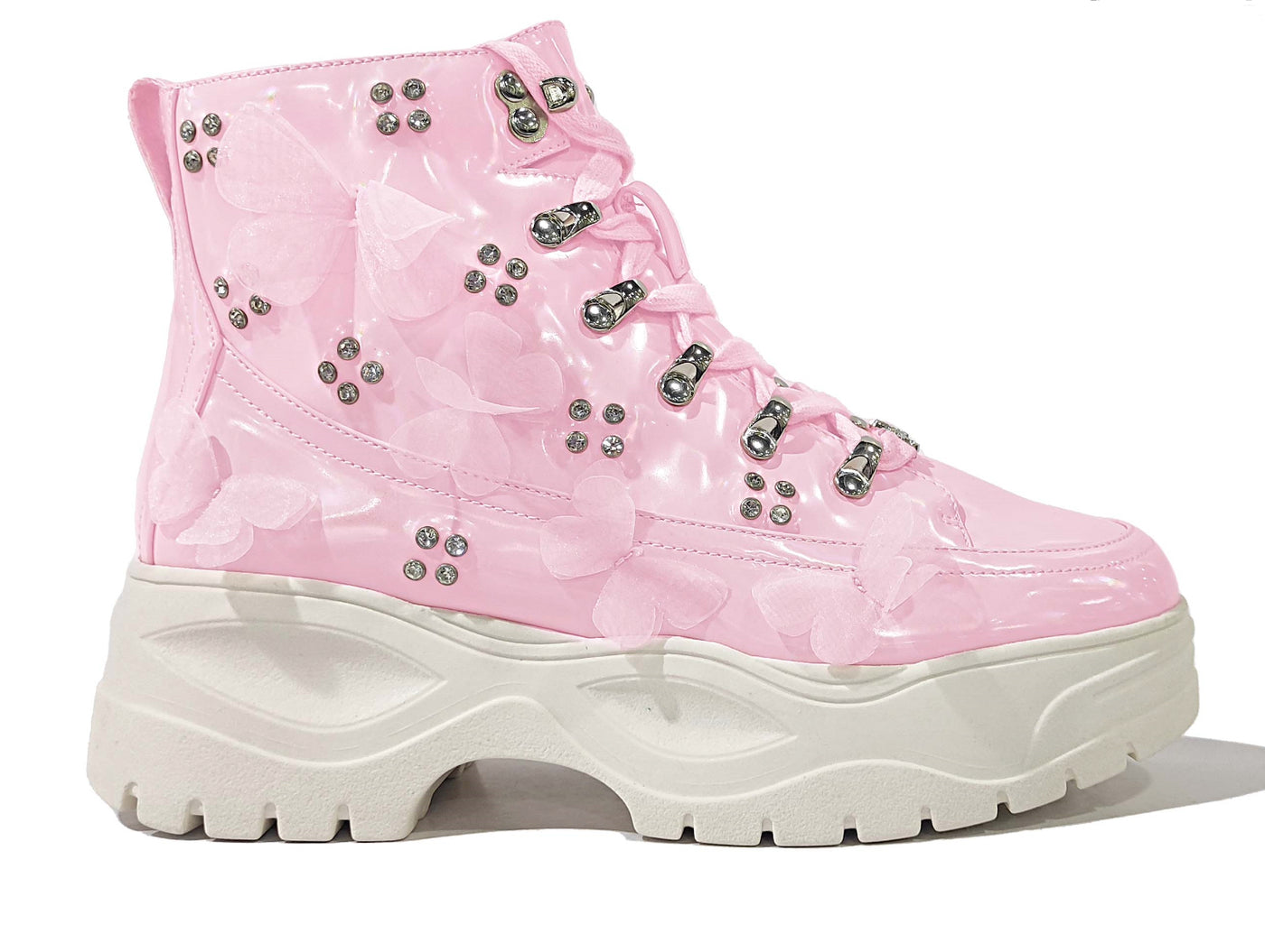 Pink Butterfly Sparkl Hiker Boots