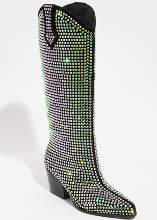 Delilah Cowboy Boot - Black Rhinestone