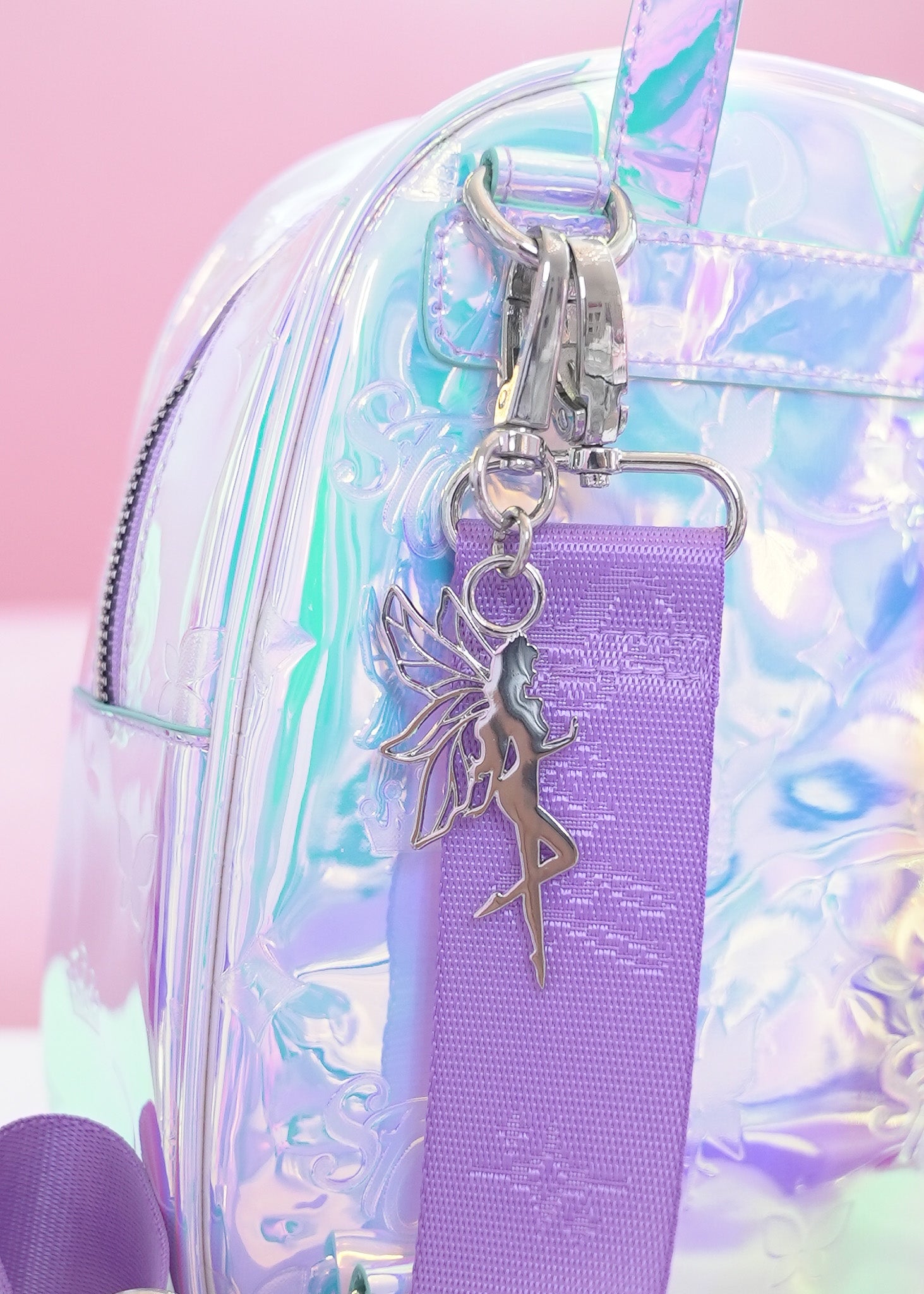 iridescent mini dome backpack Abaodam Shiny for Women Lightweight Transparent Holographic Travel Bag Small Student Bookbag 9X4X11 Inches Adjustable shoulder straps ensure a comfortable fit Opal Mini Backpack Sparkl