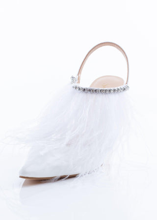 White Pointed Feather Heels - Sparkl Fairy Couture 