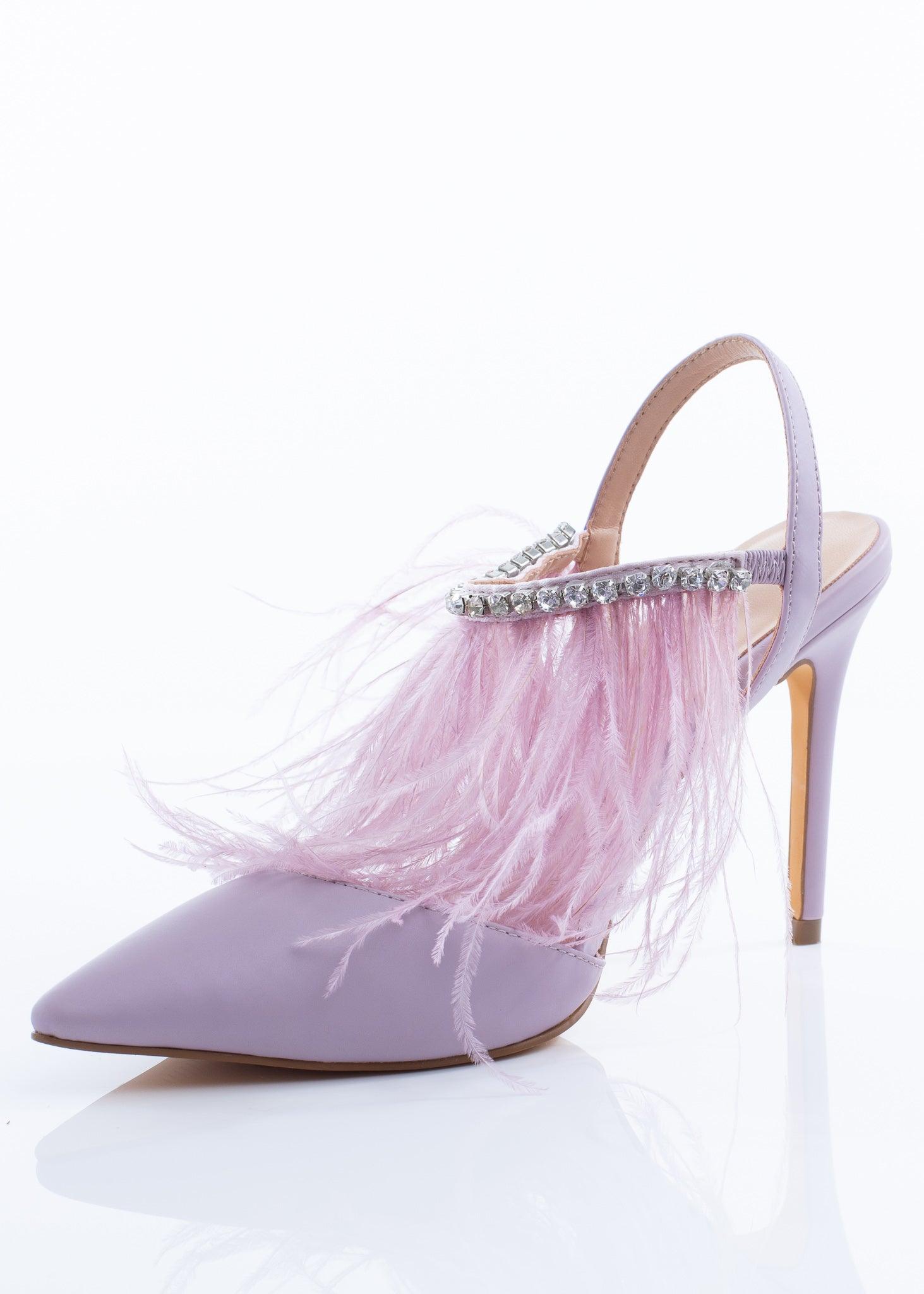 Lilac Satin Ruffled Pointed Toe Chunky Heel Slingback Pumps for Women | FSJ  Shoes