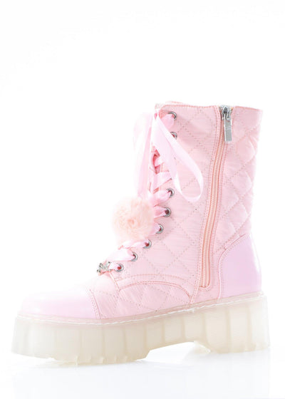 Pink Puffer Combat Boot
