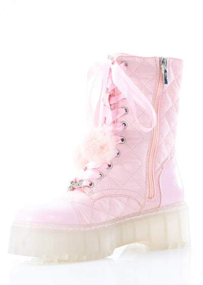 Pink Puffer Combat Boot