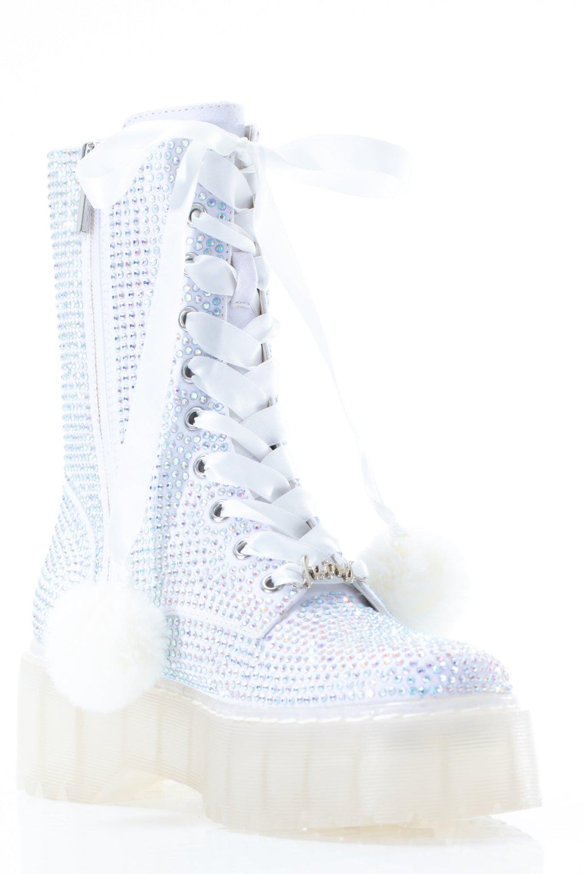 Bebe Girls 11-4 Lace Up Rhinestone Combat Boots
