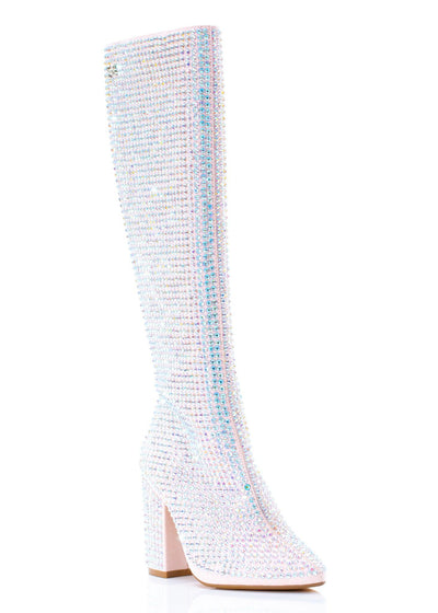 Pink Rhinestone Knee High Boot