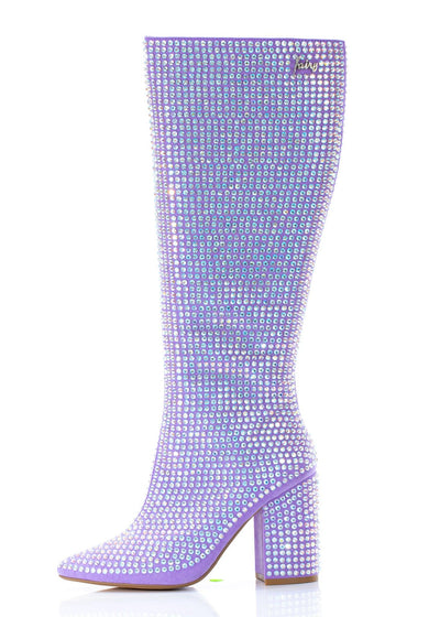 Lilac Rhinestone Knee High Boot