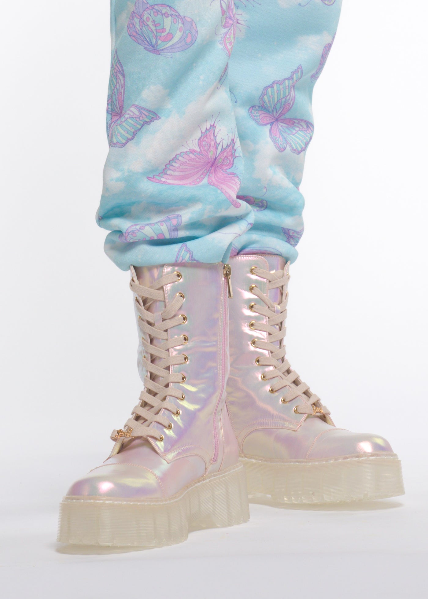 Pink Iridescent Combat Boot