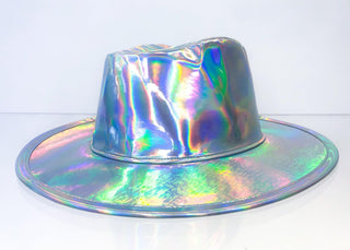 Silver Hologram Wide Brim Hat - Sparkl Fairy Couture 