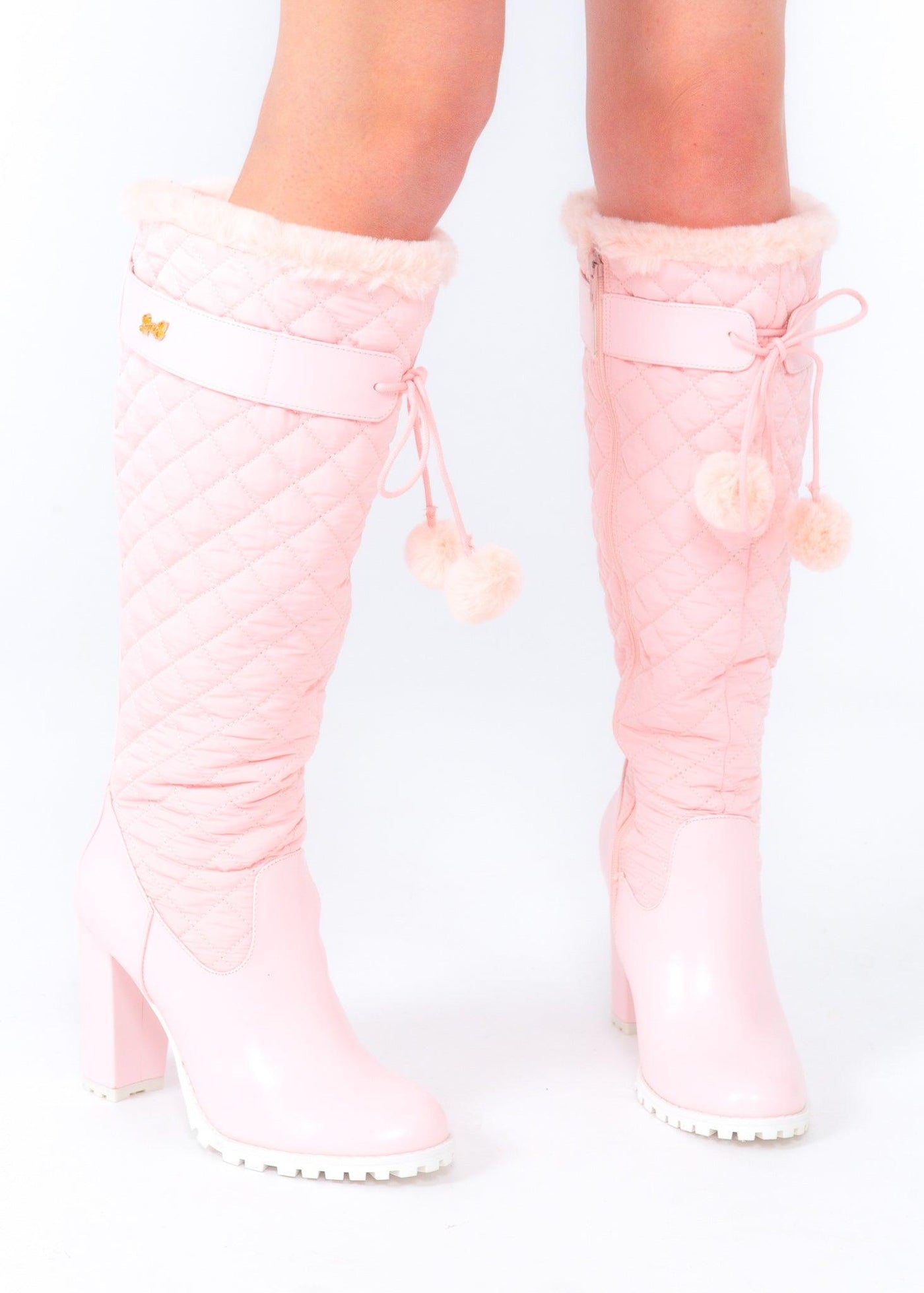 Pink Puffer Knee High Boot