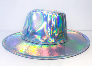 Silver Hologram Wide Brim Hat