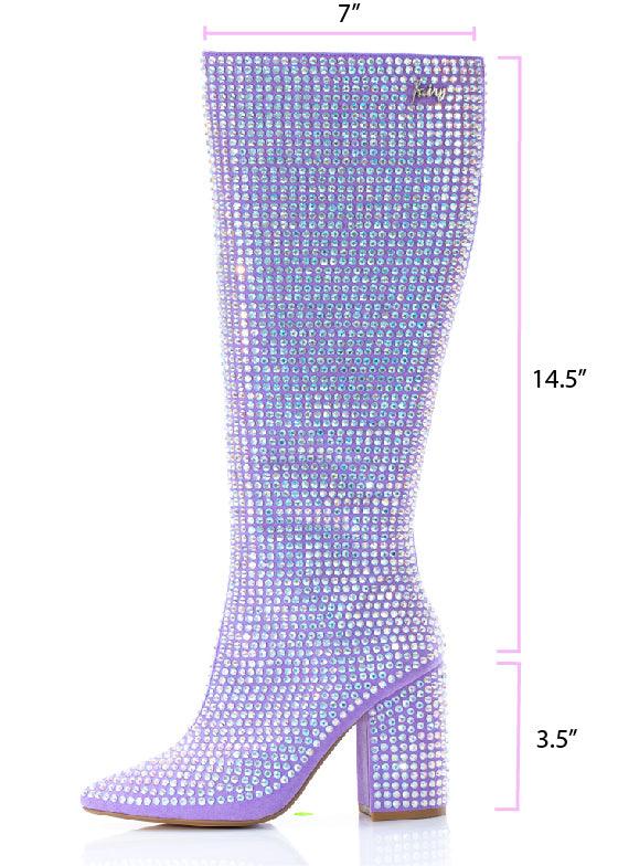 Lilac Rhinestone Knee High Boot
