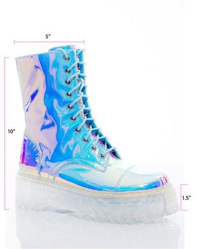 Multi Color Iridescent Combat Boot