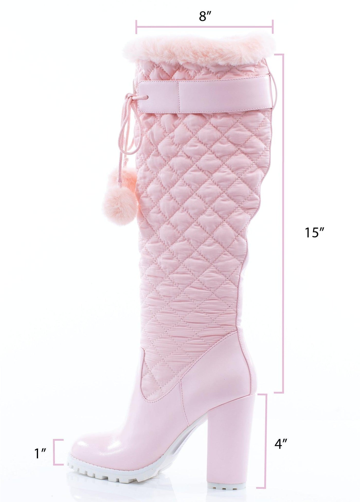 Pink Puffer Knee High Boot