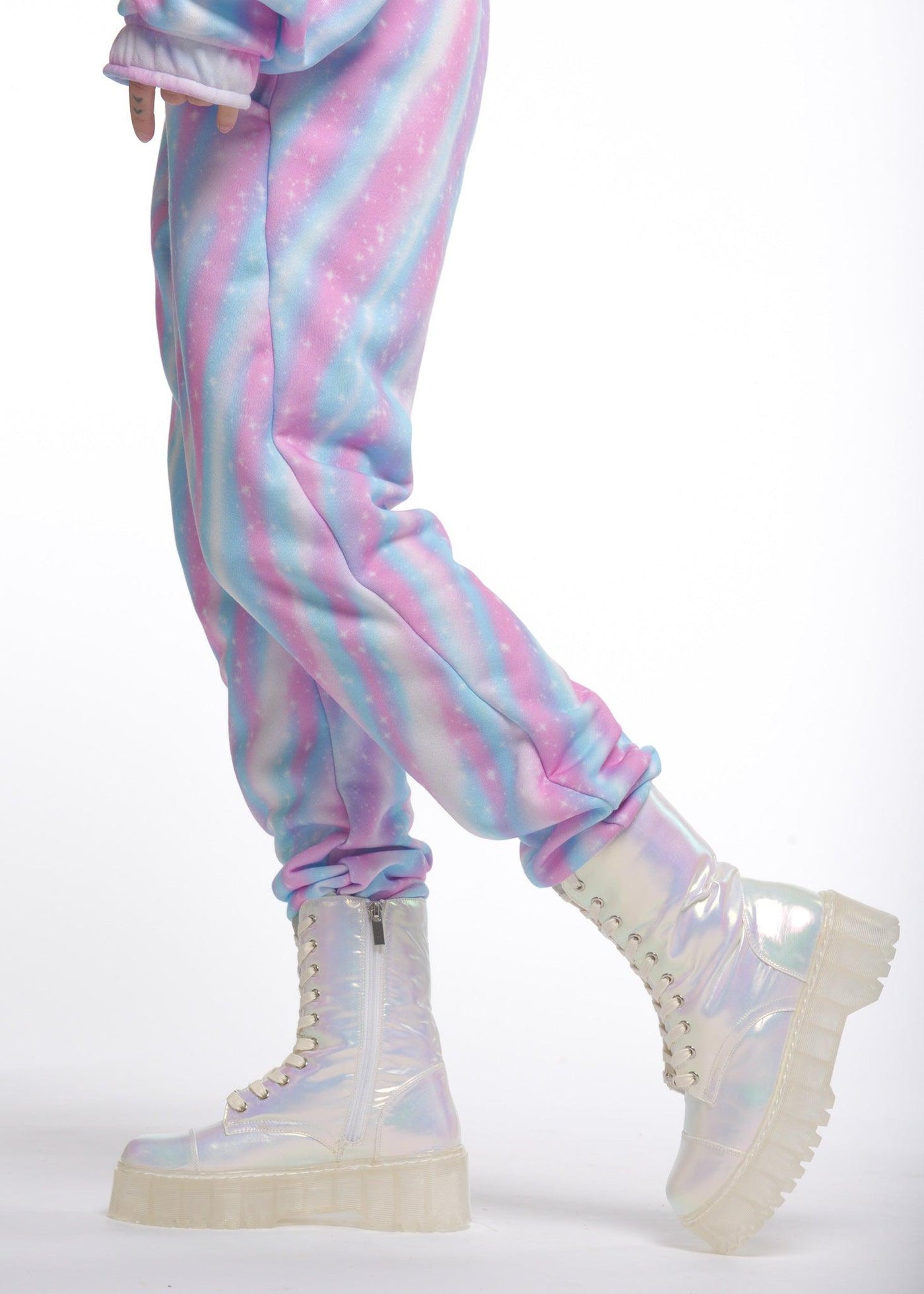 White Iridescent Combat Boot