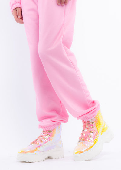 Iridescent Yellow Snake Hiker Boot