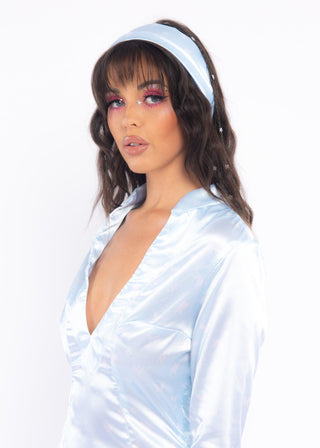 Sky Blue Monogram Headscarf - Sparkl Fairy Couture 