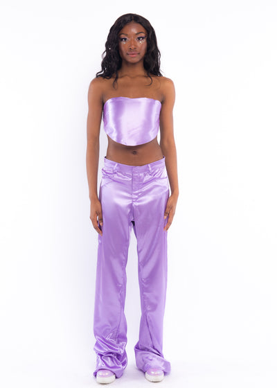 Lilac Low Rise Silk Pants