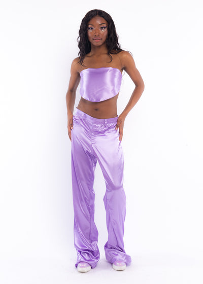 Lilac Low Rise Silk Pants