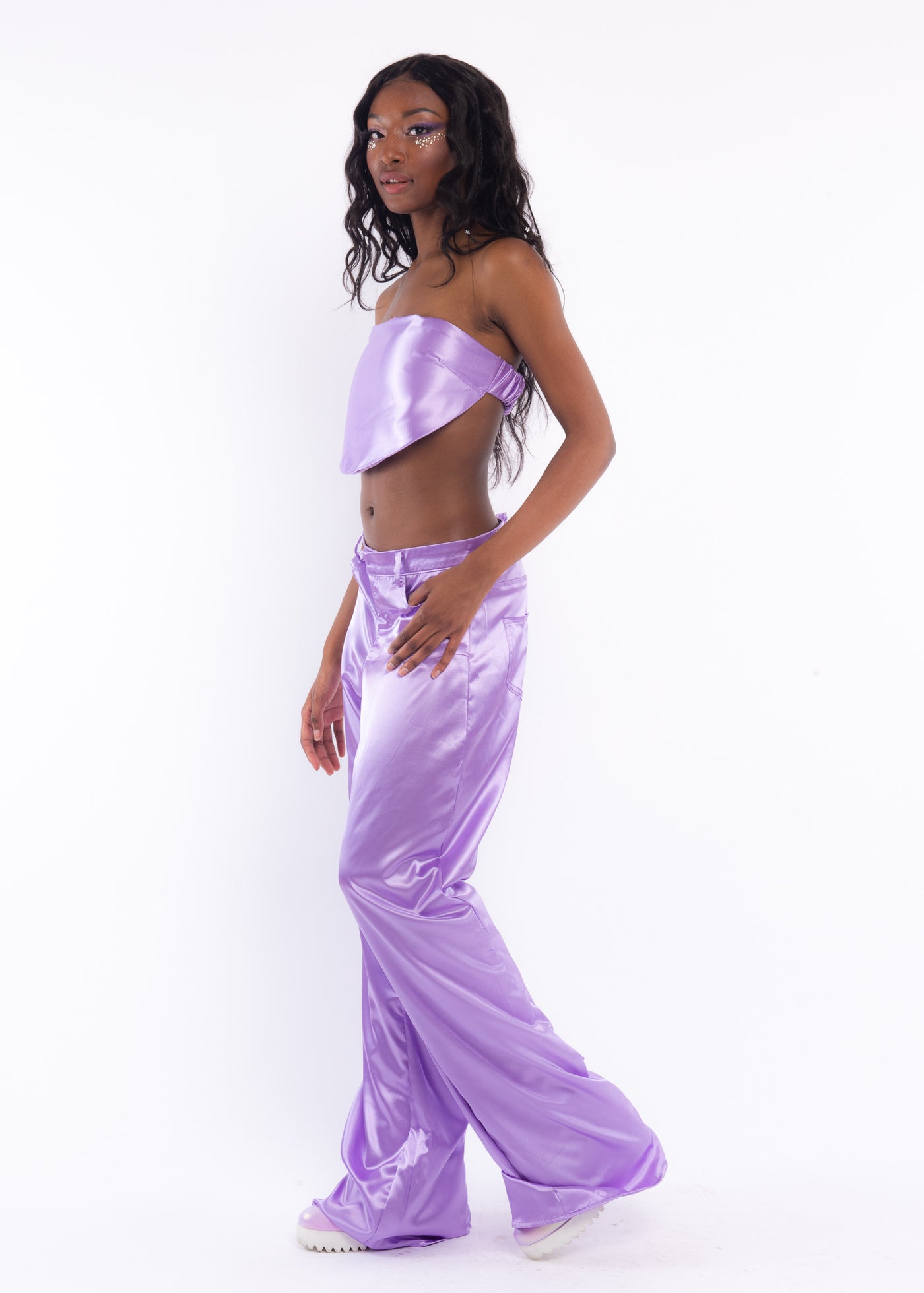 Lilac Low Rise Silk Pants