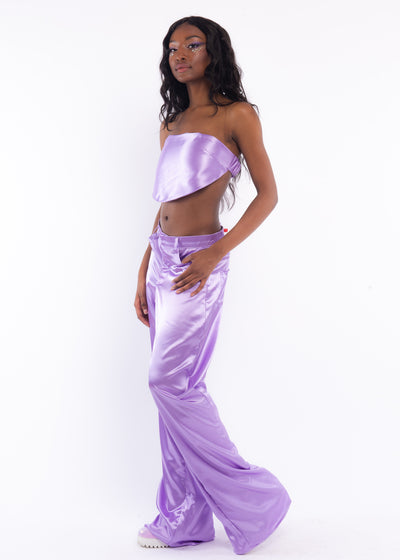 Lilac Low Rise Silk Pants