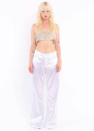 White Low Rise Silk Pants - Sparkl Fairy Couture 